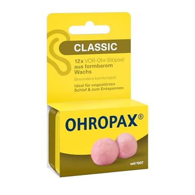 OHROPAX Bouchons d'oreilles classiques - Bouchons avant-oreilles pour protéger contre le bruit, l'humidité et le vent - En cire malléable et souple - Confortables et adaptés à toutes les oreilles