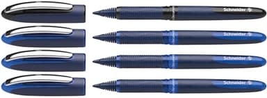 Schneider One Business 183084 Lot de 4 stylos roller indélébiles avec tracé 0,6 mm d'épaisseur Fabriqué en Allemagne 3 x bleu et 1 x noir