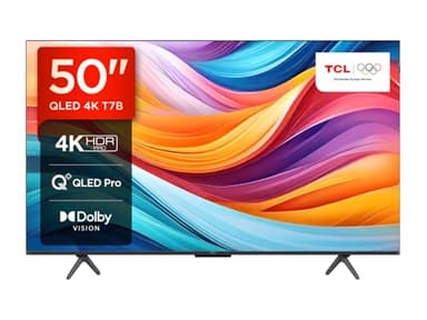 TCL TV QLED 50T7B 4K HDR Pro 50’’ avec Google TV et système sonore Dolby Atmos, Compatible avec l’Assistant Google et Alexa