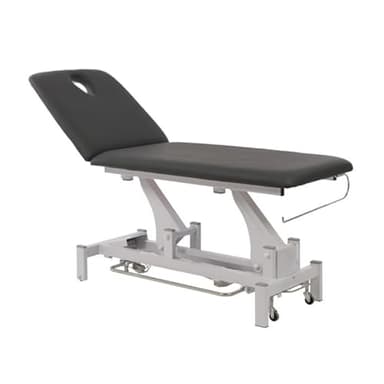 PLUS SANTE – Table de kinésithérapie Tyrah | 2 Plans avec Dossier à vérin à gaz, Commande périphérique, Trou Visage & roulettes blocables, revêtement PVC Gris foncé | 198×68×43-77 cm | 57 kg
