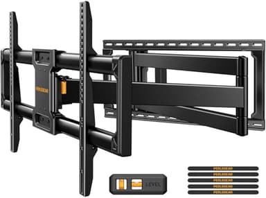Perlegear Support Mural TV 42 à 90 Pouces à 68 kg Bras Long et Mouvement Complet, Extension 1018 mm Support TV Angle Pré-assemblé avec Pivotement Complet Inclinaison, VESA Max 800 x 400 mm