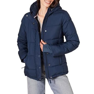 Amazon Essentials Manteau bouffant à capuche épais à manches longues pour femme (disponible en grande taille), bleu marine, taille M