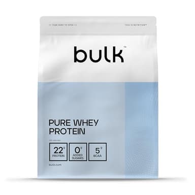 Bulk Pure Whey Protéine en Poudre, Chocolat, 22g Protéines 5g BCAA portion, Shake de Whey, Faible en sucre, Favorise la croissance la récupération musculaires, Mélange facile, 1kg