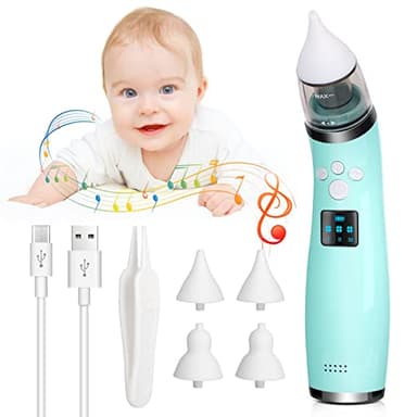 Mouche Bébé électrique, Aspirateur Nasal Rechargeable avec 4 Silicone Buses, Dégage les nez Bouchés Rapidement et en Douceur, Automatique Morve Nettoyant pour Bebe, Nouveau nés, Enfant