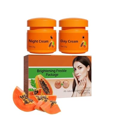 Papaya - Lot De 2 Crèmes Blanchissantes Pour Le Visage,Crème éclaircissante Visage,Crème De Jour Et De Nuit Contre Les Taches De Rousseur,Creme Eclaircissante Peau Noir Puissant,Anti Tache Visagé