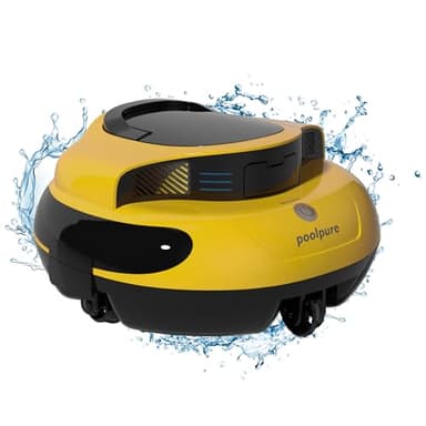 POOLPURE Robot de piscine, nettoyage puissant, 120 minutes, double moteur, étanchéité IPX8, indicateurs LED, robot de piscine sans fil avec batterie, hors sol et piscines plates intégrées
