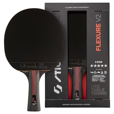 STIGA Flexure V2 Raquette de Ping-Pong, Raquette de Tennis de Table 5 étoiles, Revêtements STAR5 approuvés par l'ITTF, Prise Ergonomique - pour Les Joueurs offensifs