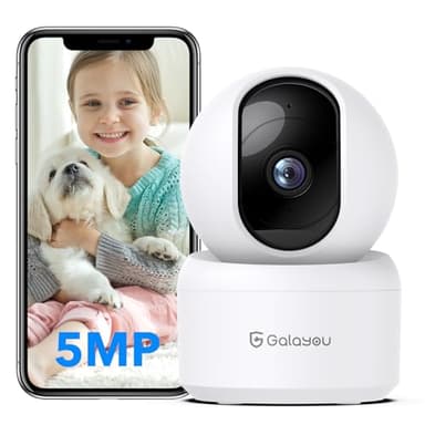 GALAYOU 3K(5MP) Babyphone Camera Surveillance WiFi - Camera Bebe Surveillance, Détection Humaine AI Suivi Intelligent 360° avec Enregistrement continu, Compatible avec Alexa