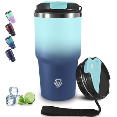 Grsta Mug Isotherme Anti-Fuite, 20oz Gobelet Thermique, Double Paroi Isolante Acier Inoxydable, Tumbler Transportable, Tasse Isotherme pour Boissons Chaudes et Glacé