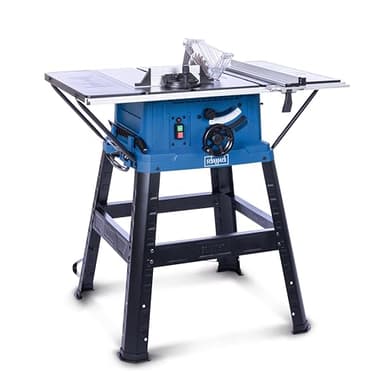 Scheppach Scie circulaire de table HS254 – 240 V – 2200 W – Diamètre de scie Ø 254 mm – Hauteur de coupe 85 mm – Démarrage progressif – Support inclus
