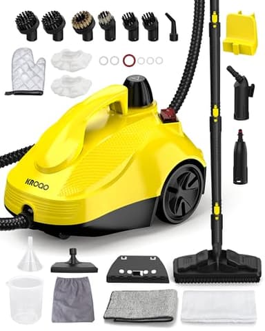 Nettoyeur vapeur KROQO avec 23 accessoires et câble d'alimentation de 5 m pour nettoyer les fours, tapis, canapés, coussins, jouets et sols lisses.