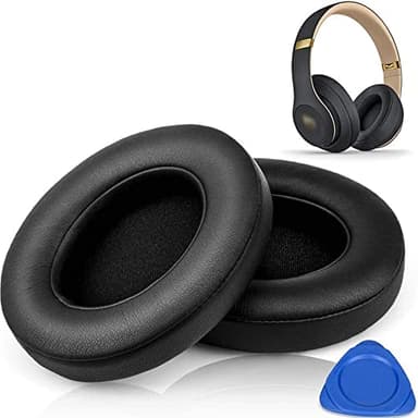 HiFan Remplacement Coussinets d'oreille Conviennent aux Beats Studio 2.0 et 3.0 Filaire/sans Fil/B0500/B00501, Coussinets d'oreille en Cuir Souple, Mousse à Mémoire de Forme Insonorisée (Noir)
