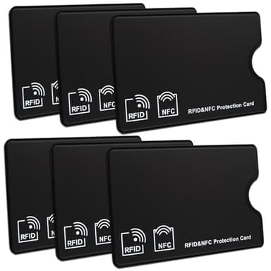 Lot de 6 Etui Protection Carte Bancaire,Protege Carte Bancaire Noir,Etui Carte Bancaire Anti Piratage,Protection NFC,Anti-RFID,Matériau PVC,pour Carte de Crédit,Carte Bancaire,Carte d'Identité