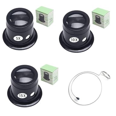 3 Pièces loupe, Loupes de Bijoutier et Horloger, Monoculaire, Kits de Grossissement 5X 10X 15X, pour Horlogers et Bijoutiers