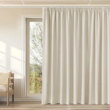 KGORGE Rideaux Thermiques Occultant, Rideaux Occultants Galon Fronceur pour Salon/Salle à Manger/Chambre, Rideaux de Fenêtre, Largeur 300 x Hauter 240cm, Beige Clair, 2 Pièces