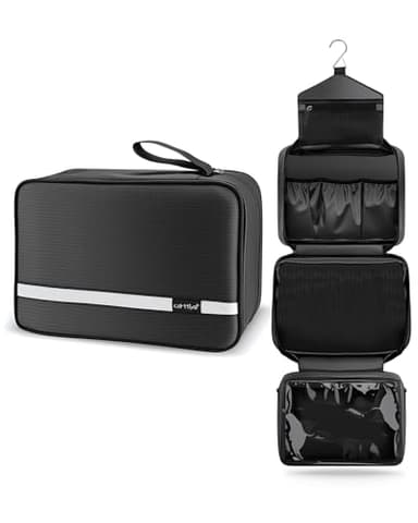 Carttiya Trousse de Toilette-Trousse de Toilette Voyage pour Homme et Femmes, Sac de Toilette Voyage Imperméable et Suspendu, Noir
