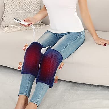 JOBYNA Coussin Chauffant Électrique pour les genoux, 2Pcs Coussin de Thermothérapie pour Soulager la Douleur, Chauffage en 5 Secondes, Minuterie d'arrêt automatique, 30℃ à 70℃, Lavable en Machine