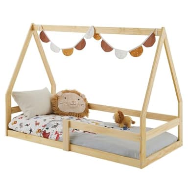 IDIMEX Lit cabane Tami 70x140 cm, lit Simple 1 Place pour bébé ou Enfant de Type Montessori, en pin Massif Naturel