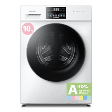 COMFEE' CFP03EW100W-FR Lave-linge autonome, Capacité 10KG, Classe A -10%, Soin Vapeur, Moteur BLDC, Woolmark, Panneau Tactile, Blanc [Classe Énergétique A]