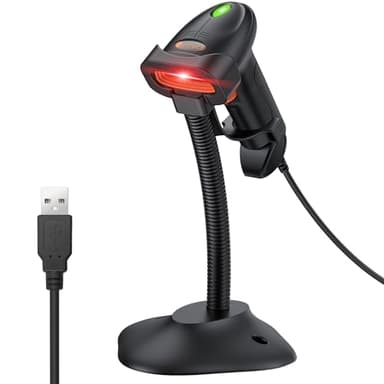 Neoteck Lecteur Code Barre CCD USB Filaire - 300 Scans/Sec Lecture d’Écran et Codes 1D avec Support Main Libre - Scanner Code Barre Industriel IP54 pour Entrepôt Bibliothèque POS