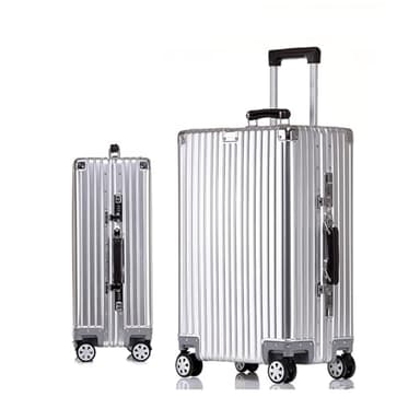 GIIYOEW Valise en Aluminium Valise à Bagages en Argent Valise à roulettes Rigide sans Fermeture éclair Valise de Voyage Rigide à roulettes,Argent,26in