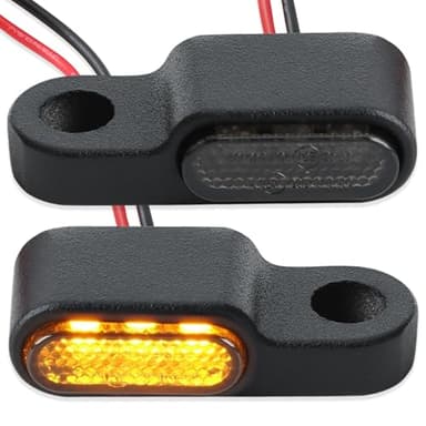 2 Pièces Clignotant Moto LED Homologué E24, Indicateur Lumineux 12V à 3 LED Haute Intensité, Mini Feu de Signalisation Étanche IP67, Corps Compact en Alliage d'Aluminium, Compatible Moto Scooter Quad