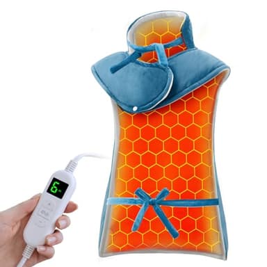 Ultralent Coussin Chauffant dos Electrique Epaule et Nuque 60×108cm, 6 Niveaux de Chaleur,4 Réglages de Minuterie, Arrêt Automatique, Chauffage Rapide, Ceinture, Chauffe-dos,Lavable en Machine