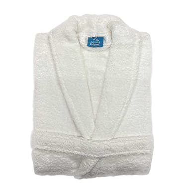 Alpes Blanc - Peignoir de Bain - Col Châle - Éponge 100% Coton - Pour Hommes et Femmes - Idéal pour la sortie de Bain, Spa ou après le Sport - Blanc - Taille M