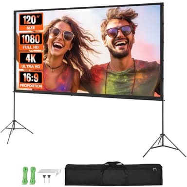 VEVOR Écran de Projection sur Pied Portable 120 pouces 16:9 HD Toile de Projection Double Face Anti-Plis Grand Angle de Vision avec Sac de Rangement pour Vidéoprojecteurs Cinéma Maison et en Plein Air