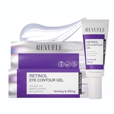 REVUELE Crème Contour des Yeux au Rétinol avec Huile de Ricin et Urée – Crème Anti-Âge pour Ridules et Cernes, Réduit Rides, Stimule le Collagène et Hydrate, Regard Frais et Lumineux, 25 ml
