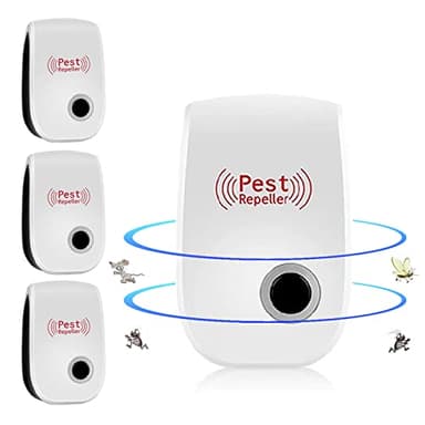 Ultrason Souris et Rats,Appareil Ultrason Souris,Répulsif à Ultrasons pour Souris Répulsif Intérieur Dispositif Anti Souris Insectes, Moustiques, Cafards, Rats, Araignées 4 Pack