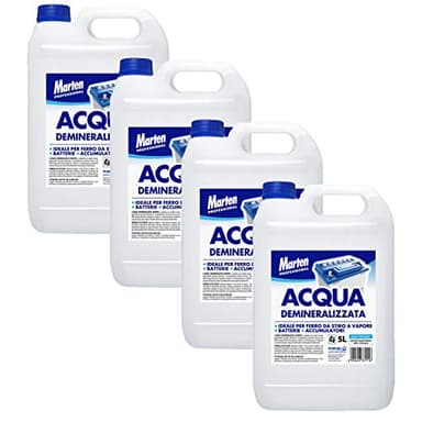 Eau déminéralisée pour batteries d'accumulateurs et fers à repasser de 4X5L 20L