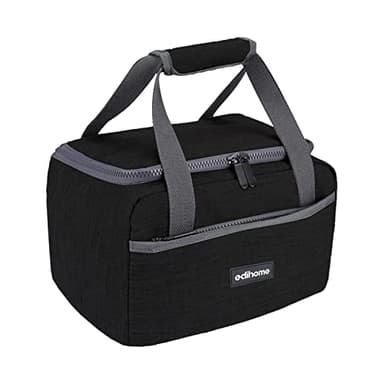 edihome, Sac Isotherme Repas, Lunch Box Isotherme, 8L, Déjeuner pour le travail, Portable, pour Manger pendant le voyage (Noir)