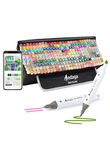AEDAGA 280 Couleurs Feutre Alcool avec App Gratuite, Marqueurs Alcool Double Pointe avec Étui Autoportant pour Artistes Adultes et Enfants, Feutre a Alcool pour Coloriage, Peinture, Croquis et Dessin