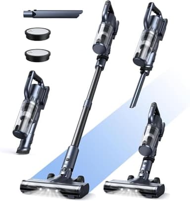 MIUZZY Aspirateur Balai sans Fil, 30000Pa Puissance d'Aspiration, Autonomie de 50min, Autoportant, Anti-Enchevêtrement, Aspirateur Balai Léger pour Sols Durs, Moquettes, Voitures et Poils d'animaux