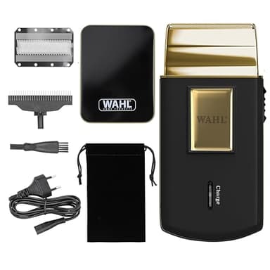 Wahl Travel Shaver Gold Edition - Rasoir électrique sans fil et rechargeable pour hommes, idéal pour les voyages, pour couper les cheveux et la barbe, compact et portable