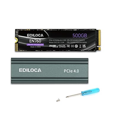Ediloca EN760 SSD 500 Go avec dissipateur Thermique PCIe Gen4, NVMe M.2 2280, Vitesse de Lecture jusqu'à 4800 Mo/s, 3D NAND TLC, Cache SLC Dynamique, Disque SSD Interne, Compatible avec PS5 et PC