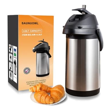 Distributeur de café isotherme avec pompe pour garder au chaud à double paroi isotherme en acier inoxydable avec levier pour eau chaude/froide (taille : 4 L)
