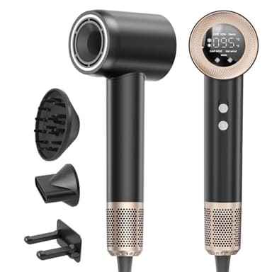 Seche Cheveux, Sèche Cheveux Professionnel Avec Moteur Haute Vitesse 140000 TR/Min, Flux 65 m/s, 300 Millions Ionique Négatifs, Secador 59 dB à Faible Bruit Pour Maison et Voyages, Noir