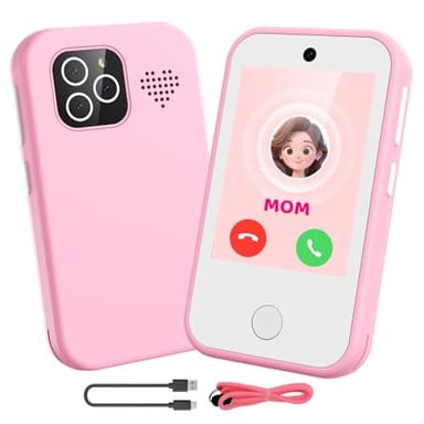 Tosaju Téléphone Portable 4G pour Enfants avec Double caméra écran Tactile de 2,8 Pouces Jouet éducatif pour garçons et Filles de 3, 4, 5, 6, 7, 8, 9 Ans Cadeau d'anniversaire Rose