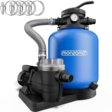 MONZANA® Système de filtre à sable 13.200l/h 600W piscine 58.000L pompe préfiltre auto-amorçage Ø32-38mm vanne 7 voies pompe filtre a sable 27kg