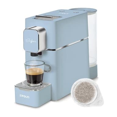 Polti Coffea S15LB, Machine à Café Espresso, Compatible avec Dosettes ESE 44 mm, Réservoir 0,85 L, Température et Longueur Réglables, Pression 19 Bars, Bleu Clair
