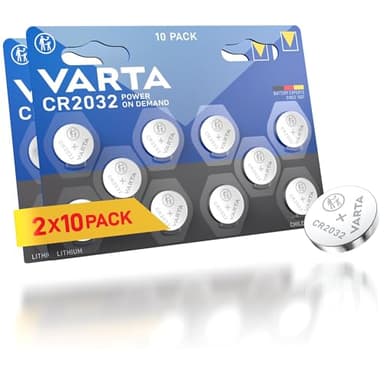 VARTA Piles Bouton CR2032, lot de 20, Lithium Coin, 3V, emballage sécurisé pour les enfants, pour petits appareils électroniques - montres, clés de voiture, télécommandes