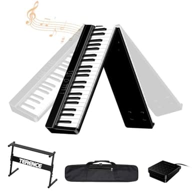 Piano Numérique Portable 88 Touches Pianos avec Z Support TERENCE Clavier de Piano Semi-lesté 88 Touches pour Débutants et Experts, Fonction d'enregistrement audio intégrée Interface Bluetooth MIDI