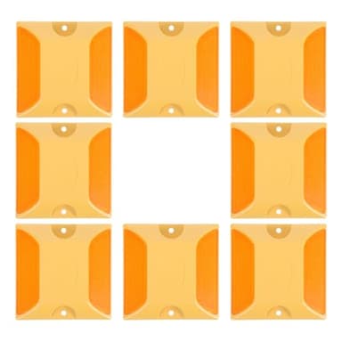 FIXOSHEE Lot de 8 Balises Réfléchissantes pour Allée en ABS Jaune Double Face Marqueurs Routiers Surélevés Réflecteurs de Sécurité pour Chemins Parkings et Circulation Nocturne
