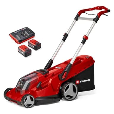 Einhell Professional Tondeuse à gazon sans fil RASARRO 36/42 Kit Power X-Change (36V, largeur de coupe: 42 cm, Bac 50L, moteur sans charbon) Livré avec 2 Batteries 5,2 Ah + Chargeur double