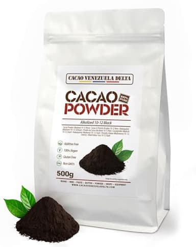 Cacao V Delta Cacao Noir En Poudre Non Sucré 500g- Chocolat En Poudre 10/12 Sans Additifs Idéal Pour Desserts Et Chocolats Riche En Antioxydants Et Acides Essentiels Végétalien Keto Paleo Sans Gluten
