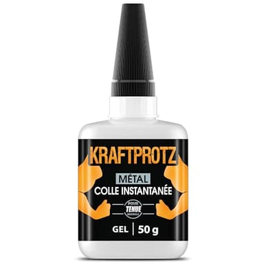 Colle métal extra forte gel 50 g – super glue transparente pour aluminium, acier, cuivre & fer – résiste à l’eau & à la chaleur – gel anti-coulure avec pointe anti-séchage – réparation métal propre