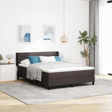 vidaXL Lit boxspring avec Matelas Marron foncé 160 x 200 cm, Lit Moderne avec Matelas en Mousse Durable, Solution de Sommeil, Meuble intérieur stylé et Minimaliste