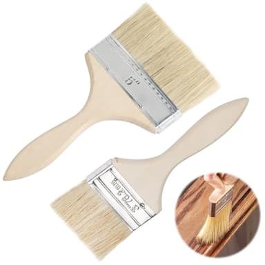 2 Pièces Pinceaux À Peinture Plats, 70 mm 115 mm avec Manche en Bois Acrylique pour Meubles Mur Pinceau Plat pour Vitrifier ou Vernir Spalter Lasure Taille Huiles Peintures Murales À Poils Naturels